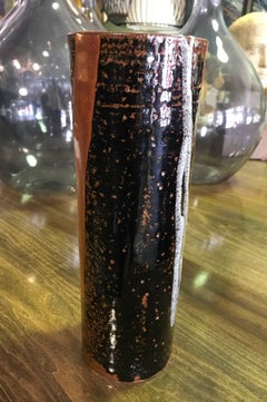 Japanese Midcentury Large Glazed Pottery Vase in the Manner of Shoji Hamada