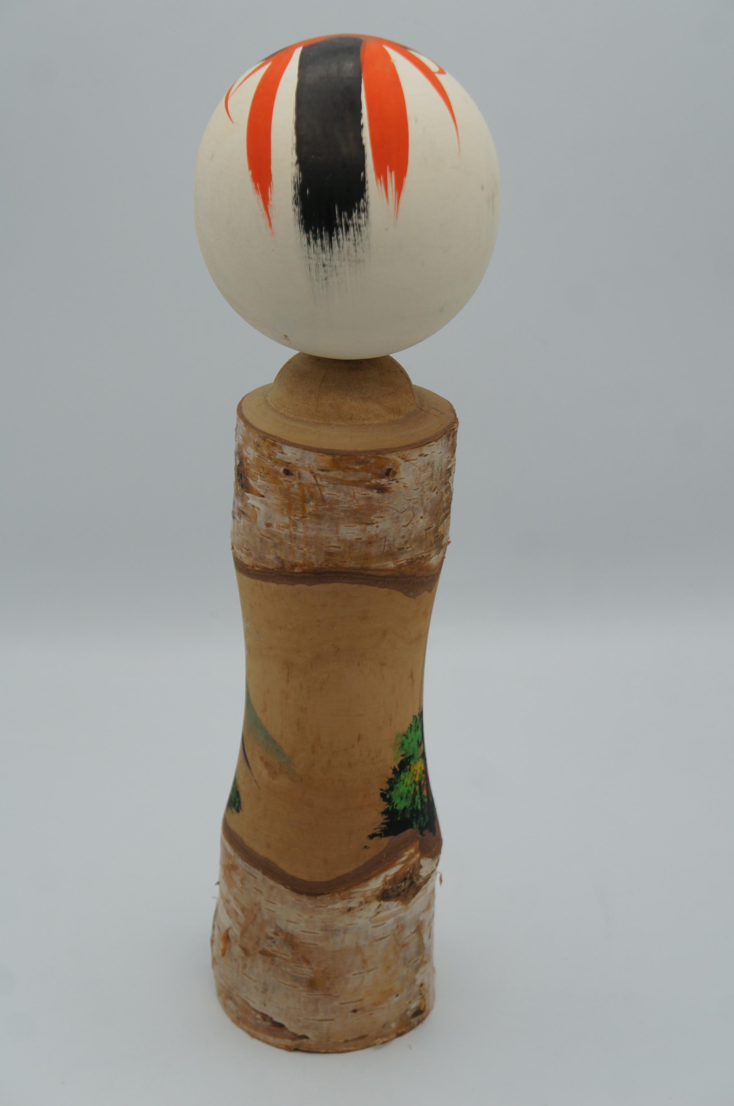 Japanese Middle size White Birch Kokeshi Doll 1980s For Sale 1