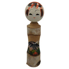 Japanese Middle size White Birch Kokeshi Doll 1980s