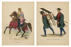 Japanese Military Costume Prints, Samurai General & Infantry Musicians, 1852