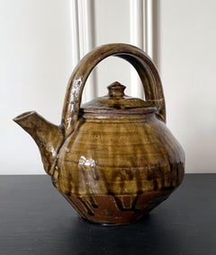 Japanese Mingei Glazed Tea Pot with Kintsugi by Shoji Hamada