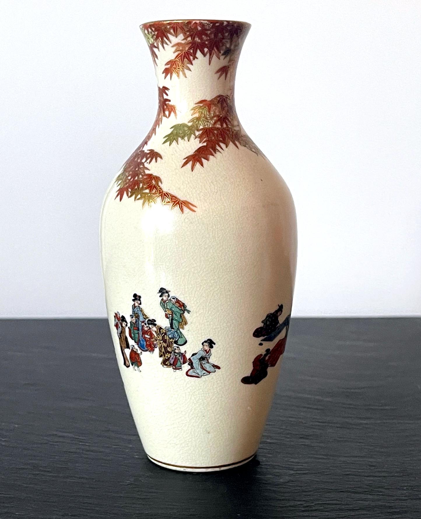 Ceramic Japanese Miniature Satsuma Vase Yabu Meizan Meiji For Sale