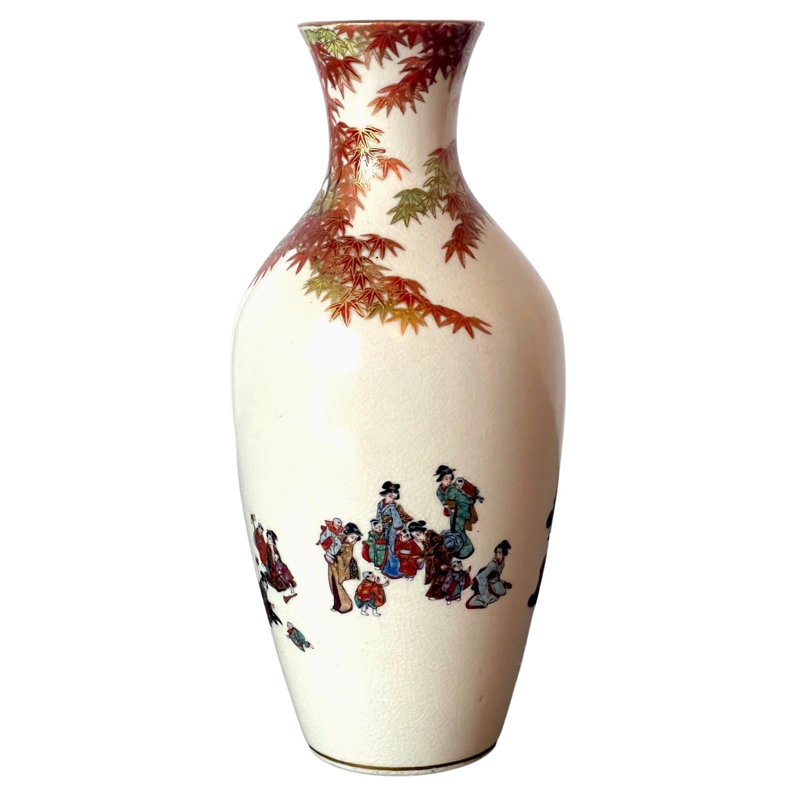 Japanese Miniature Satsuma Vase Yabu Meizan Meiji For Sale
