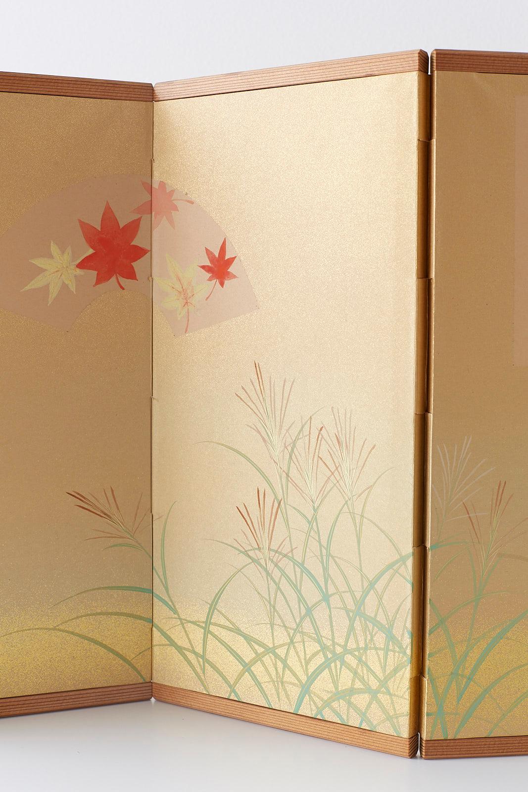 Japanese Miniature Six-Panel Screen Autumn Flowers and Grasses 4