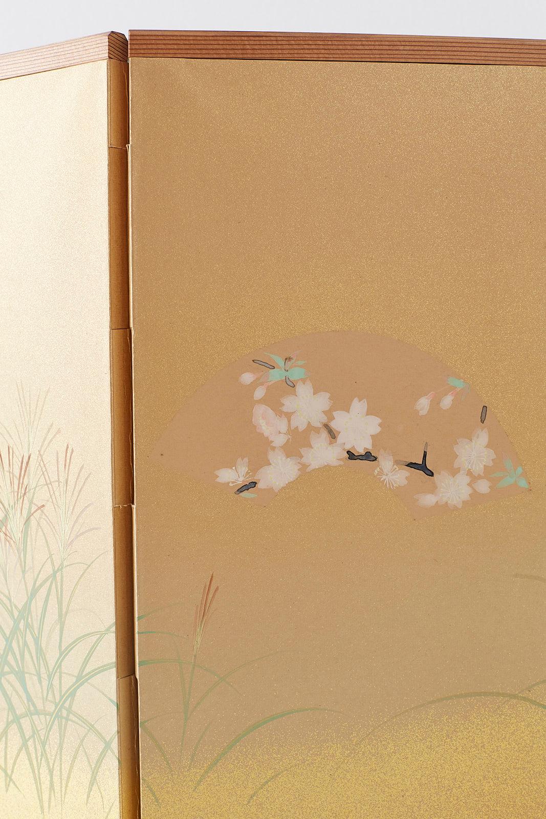 Japanese Miniature Six-Panel Screen Autumn Flowers and Grasses 2