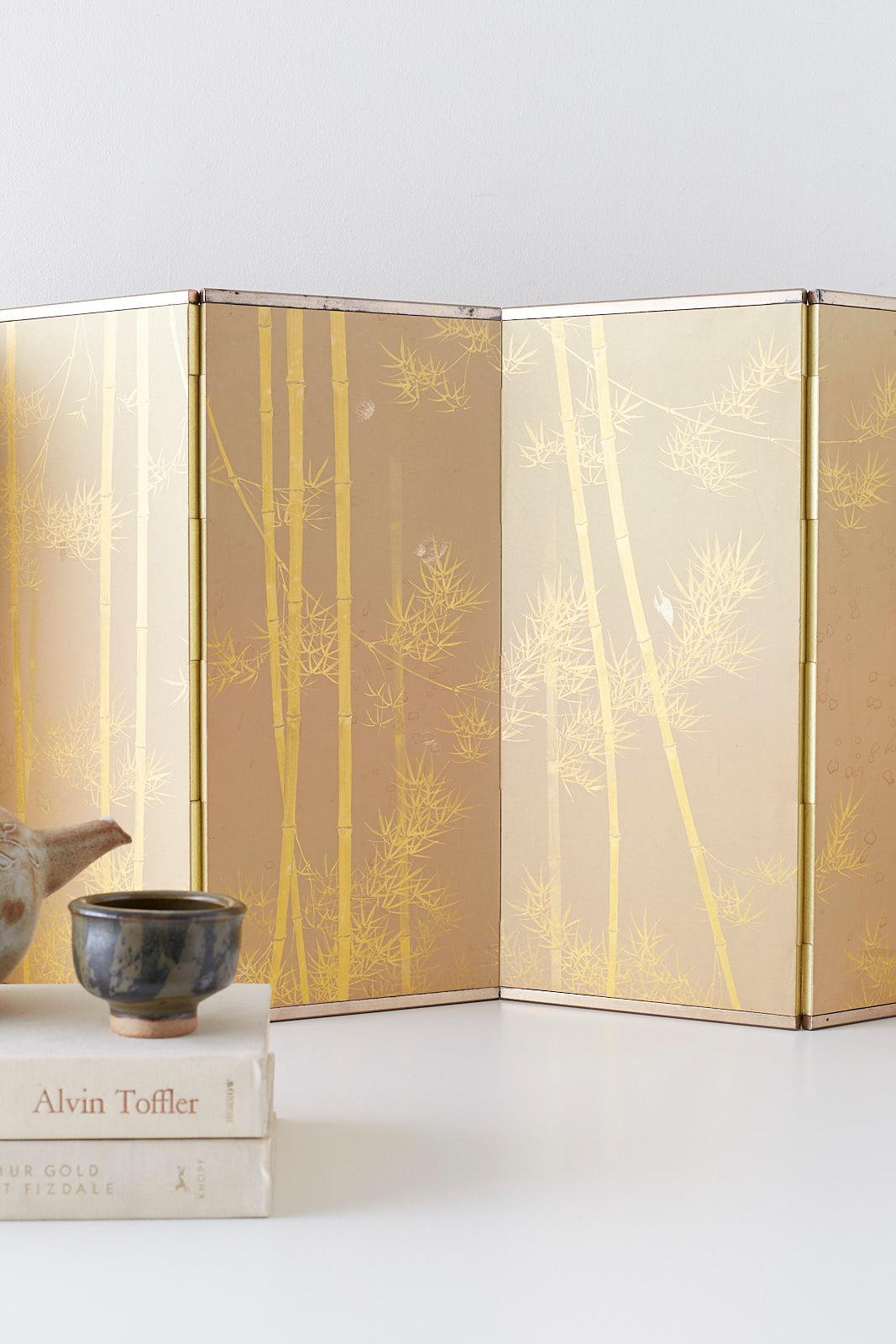 Japanese Miniature Six-Panel Screen Gilt Bamboo Grove 3