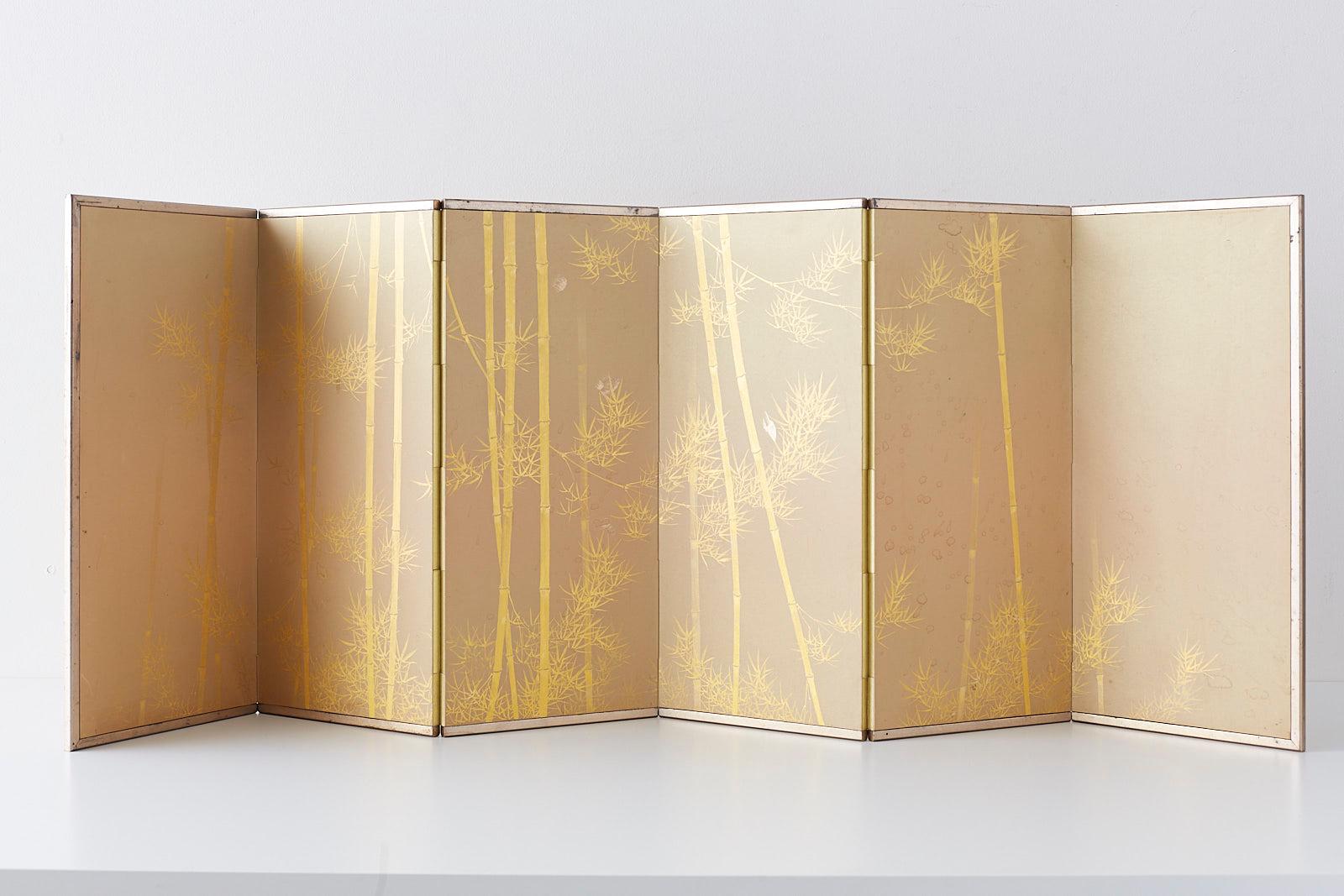 Japanese Miniature Six-Panel Screen Gilt Bamboo Grove 4