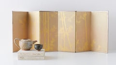 Japanese Miniature Six-Panel Screen Gilt Bamboo Grove