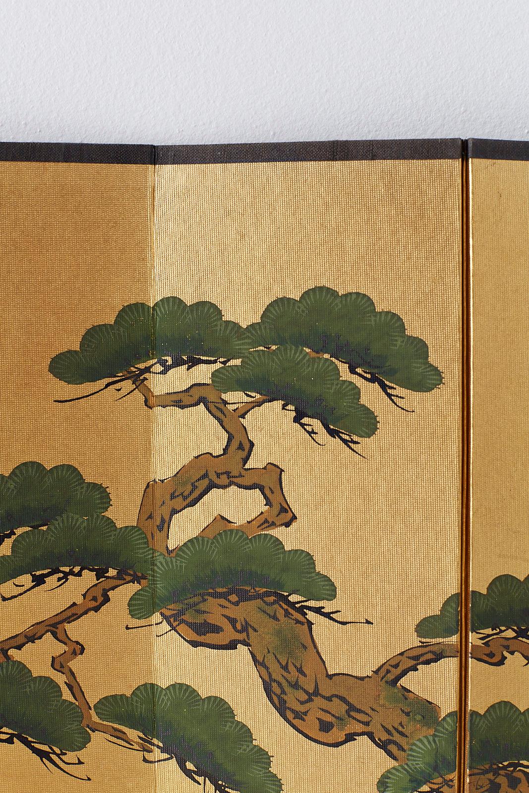 Japanese Miniature Six Panel Screen of Ancient Pine 2