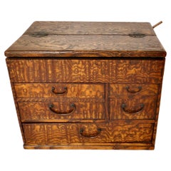 Japanese Miniature Tansu Work or Sewing Chest (Haribako) Taisho Era Circa 1920
