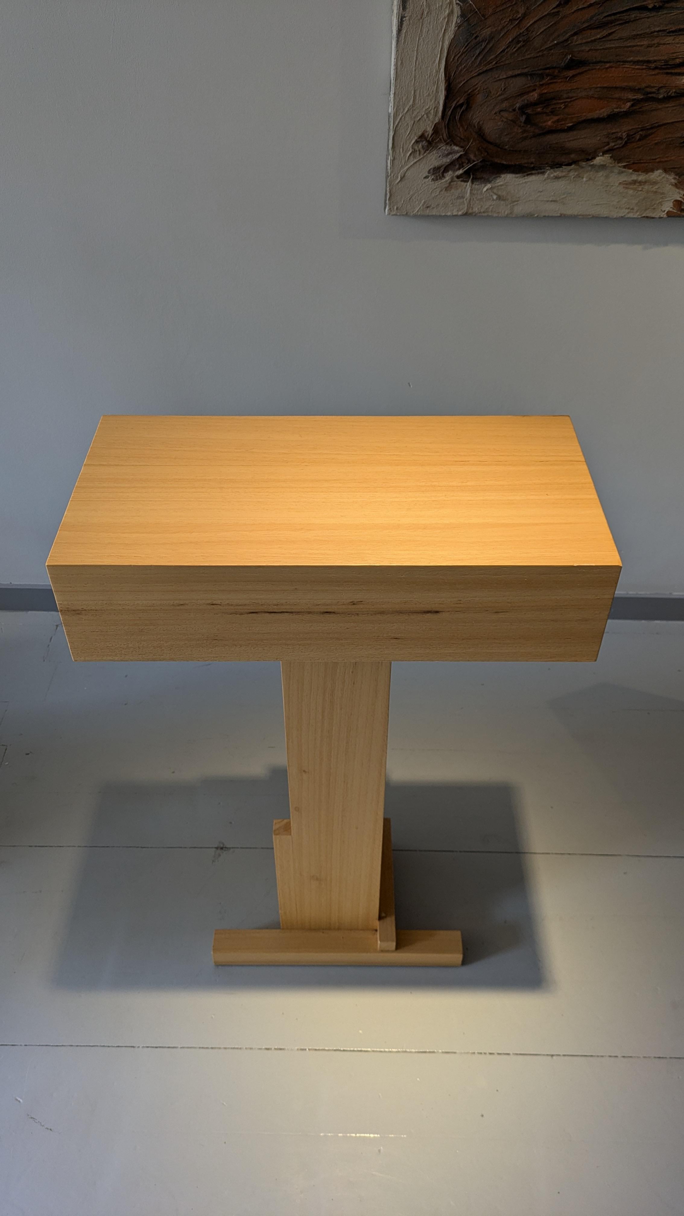 Dutch Japanese Minimalist Abachi Wood Sculptural Table Splint Console by Sho Ota For Sale