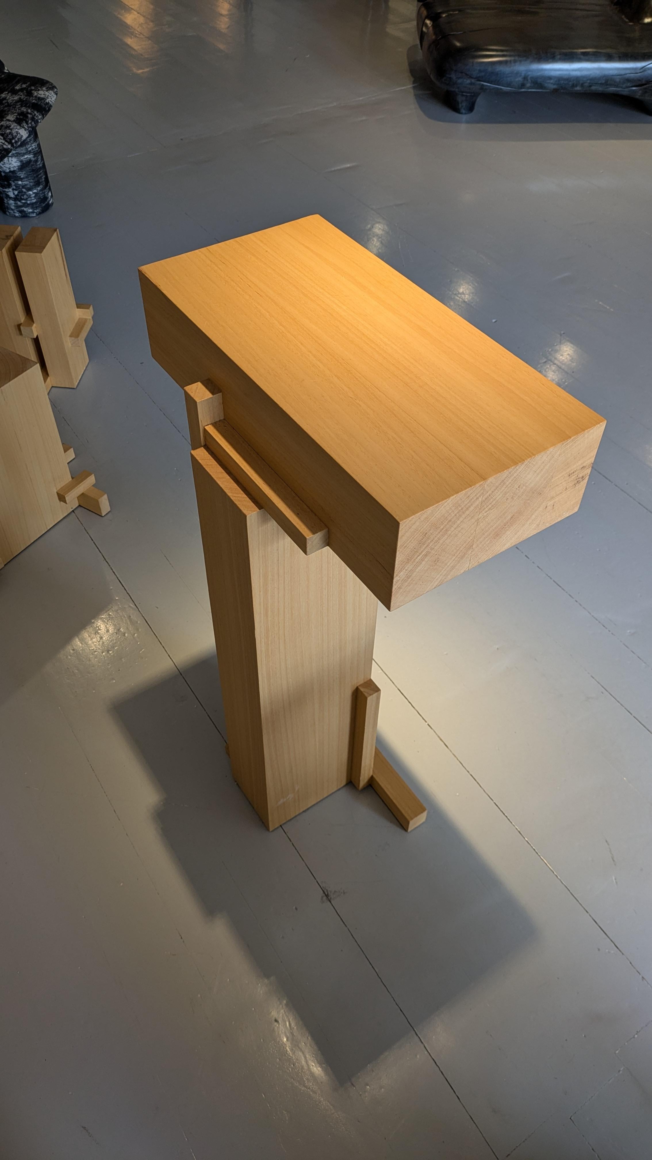 Woodwork Japanese Minimalist Abachi Wood Sculptural Table Splint Console by Sho Ota For Sale