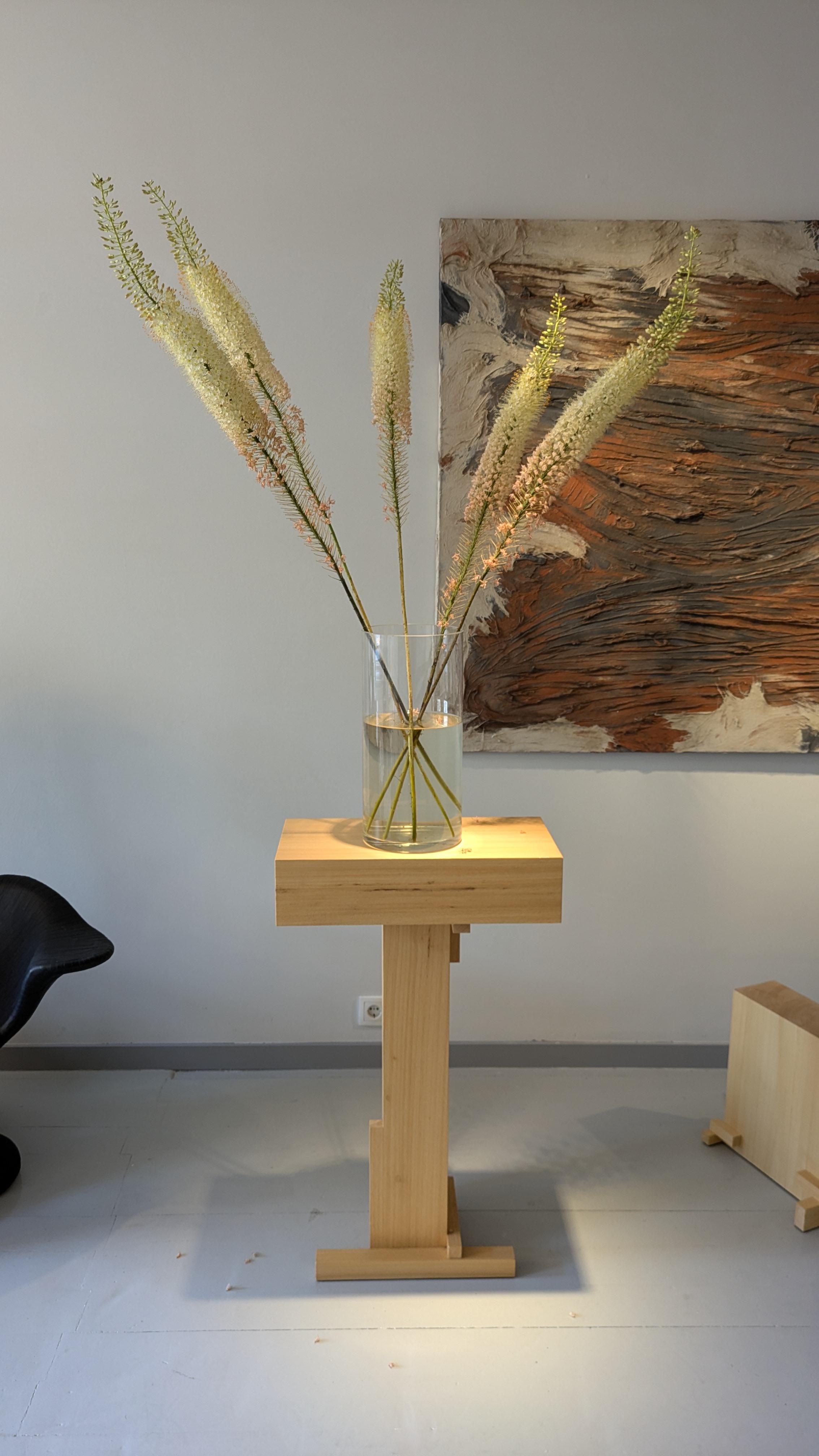 Contemporary Japanese Minimalist Abachi Wood Sculptural Table Splint Console by Sho Ota For Sale