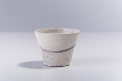 Japanese Minimalistic LAAB 2 Fringe Chawan Bowls Raku Ceramics Crackle White