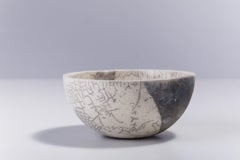 Japanese Minimalistic LAAB Fringe Chawan Bowl Raku Ceramics Crackle White