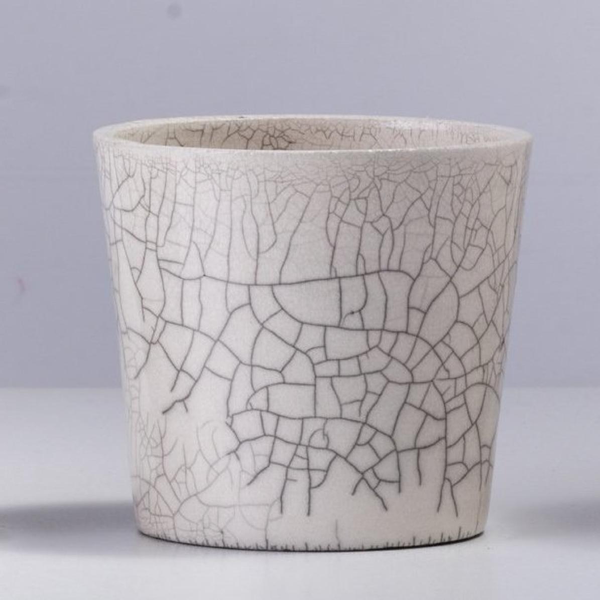 Japanese Minimalistic Laab Mangkuk Set of 4 Bowl Raku Ceramics Crackle White In New Condition For Sale In monza, Monza and Brianza