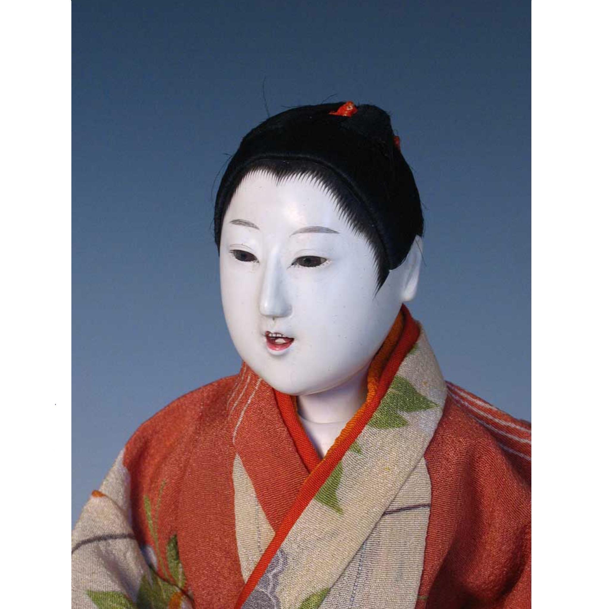 Japanese Mitsuore Ningyo of a Girl, a Jointed Costume Doll, Meiji Period In Good Condition For Sale In New York, NY