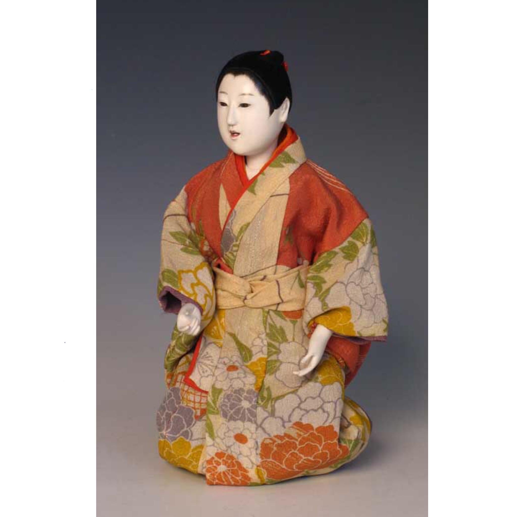 Late 19th Century Japanese Mitsuore Ningyo of a Girl, a Jointed Costume Doll, Meiji Period For Sale