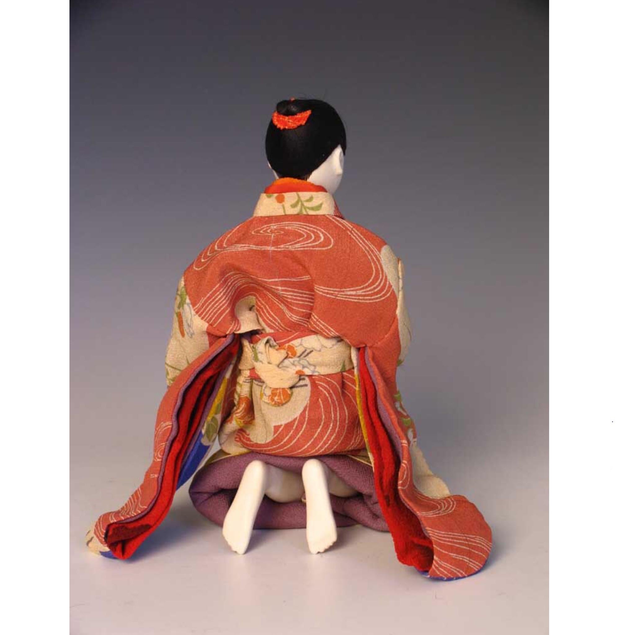 Japanese Mitsuore Ningyo of a Girl, a Jointed Costume Doll, Meiji Period For Sale 1