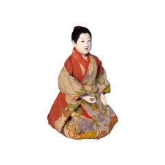 Japanese Mitsuore Ningyo of a Girl, a Jointed Costume Doll, Meiji Period