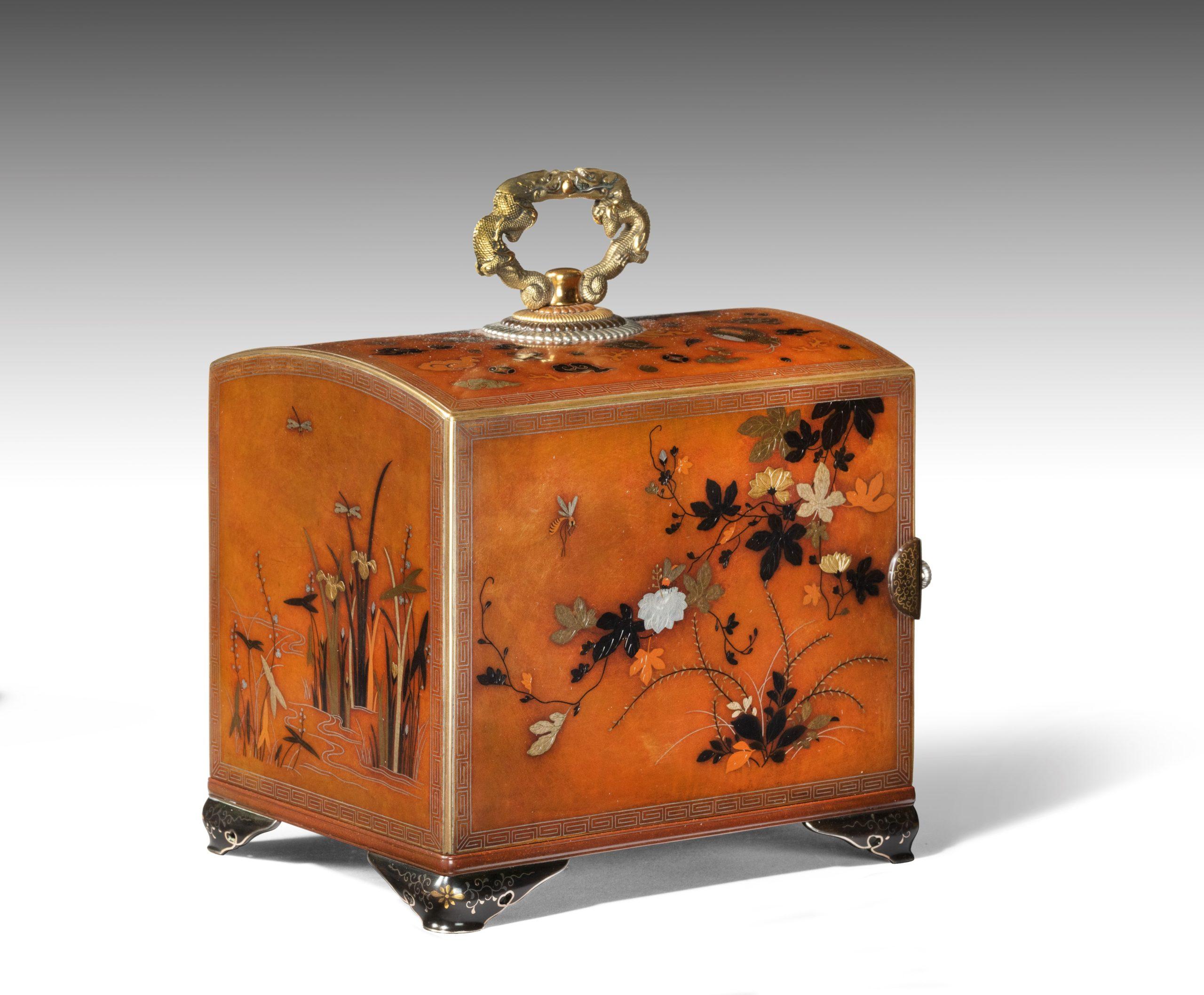 As part of our Japanese works of art collection we are delighted to bring you this exceptional Meiji Period 1868-1912 mixed metal kodansu cabinet by the highly regarded Nogawa company of Kyoto, this heavy and fine quality cabinet is a “tour de