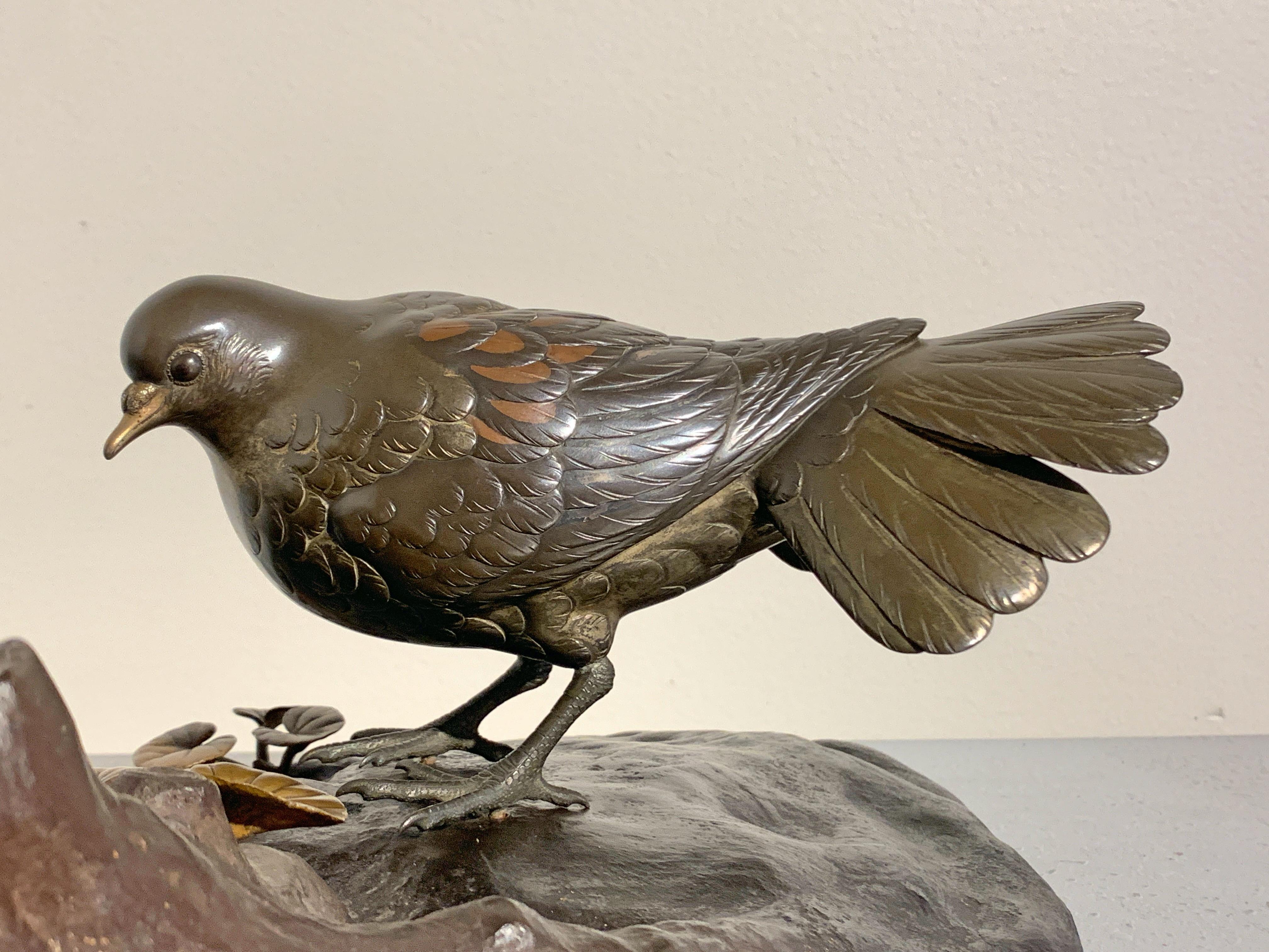 Japanese Mixed Metal Okimono of Doves by Seifu, Meiji Period, Late 19th Century For Sale 2