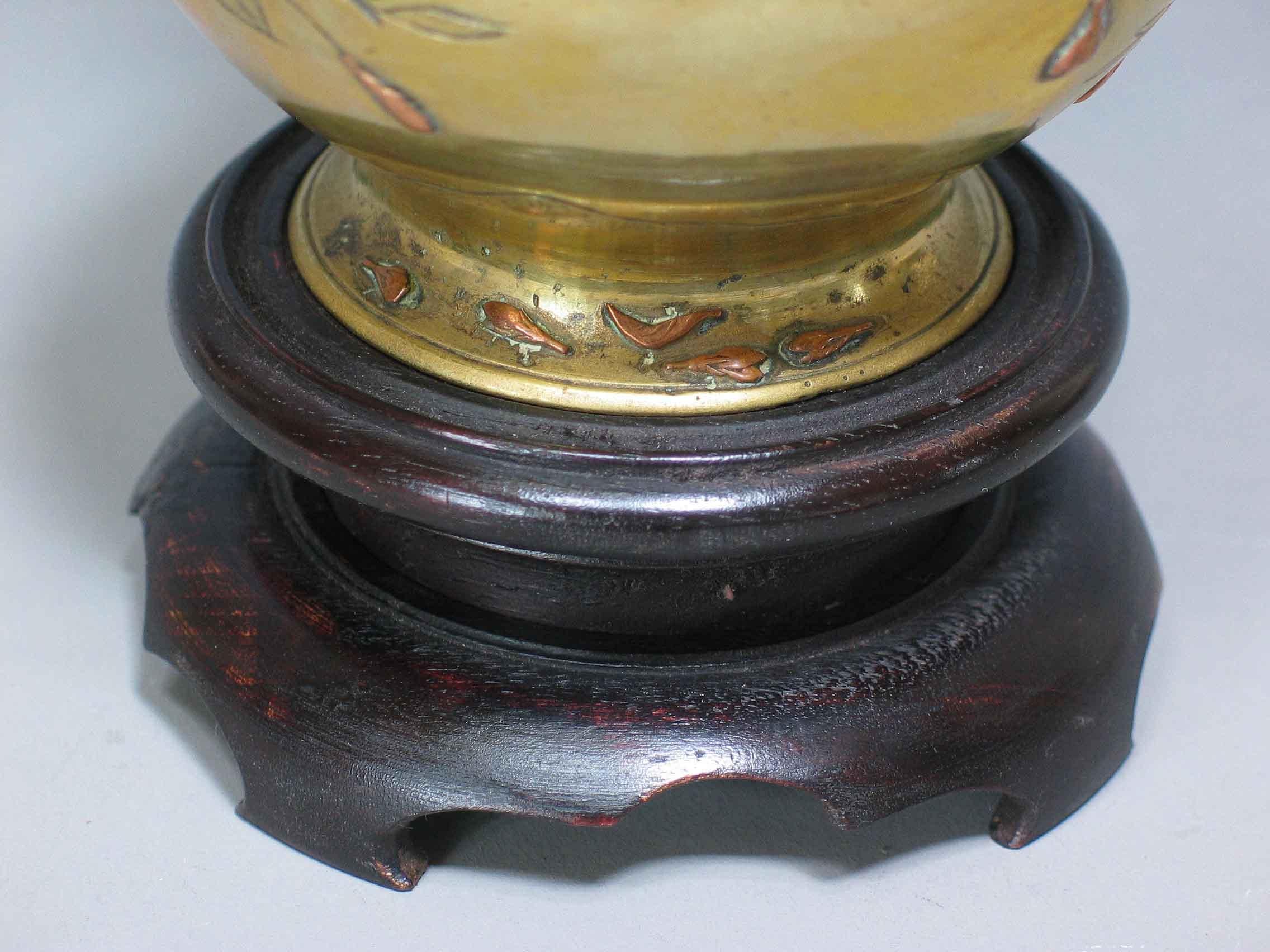 Japanische Vase aus gemischten Metallen als Lampe aus der Meiji-Periode montiert im Angebot 2