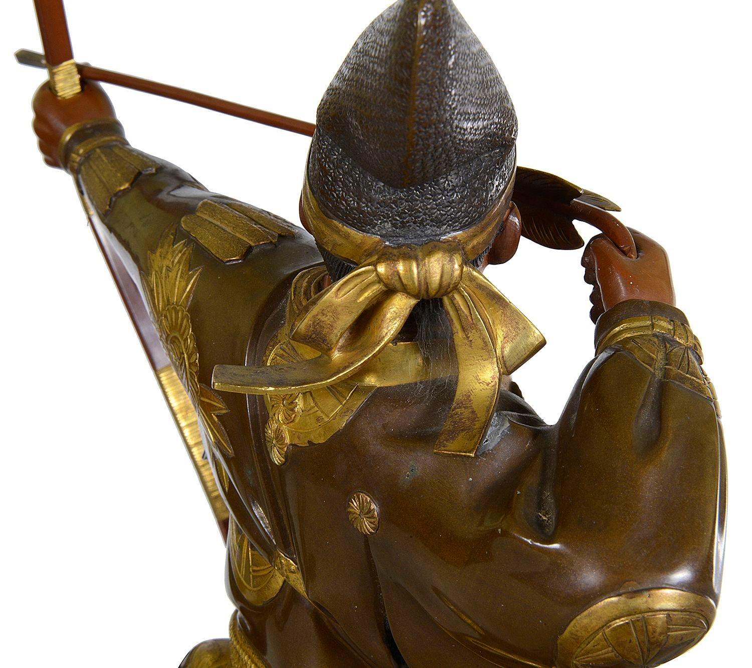 Guerrero japonés Miyao de bronce, 36 cm de altura siglo XIX en venta