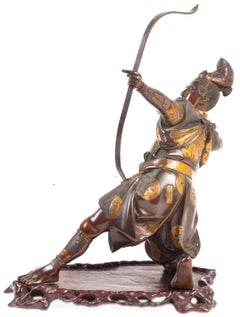 Japanese Miyao Style Bronze Warrior Statue, Late 19th Century