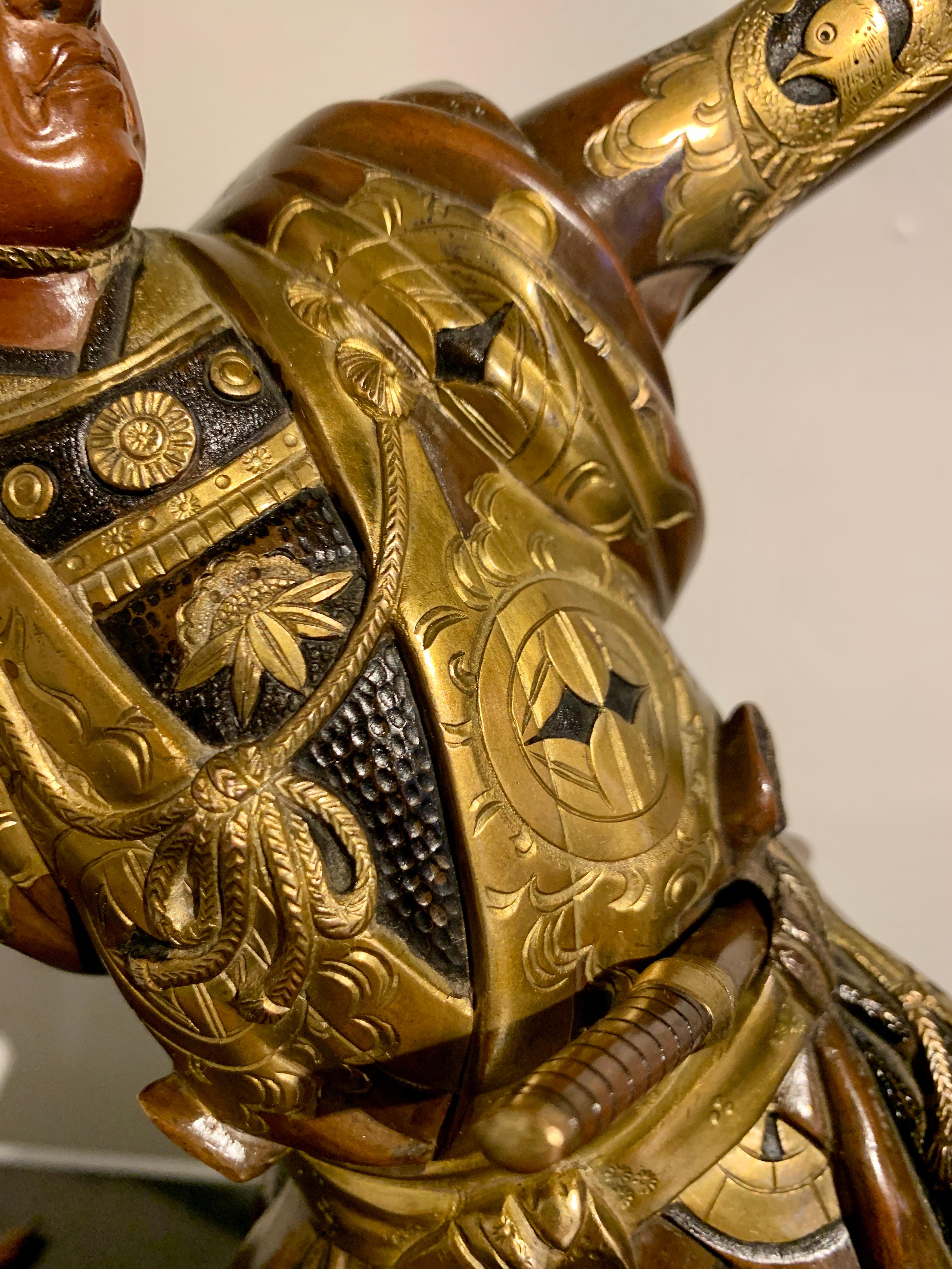 Japanischer Samurai- Bogenschütze aus vergoldeter Bronze im Miyao-Stil, Meiji-Periode im Angebot 3