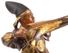 Japanese Miyao Style Warrior, in Bronze and Gilt, Late 19th Century