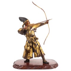 Japanese Miyao Style Warrior, in Bronze and Gilt, Late 19th Century