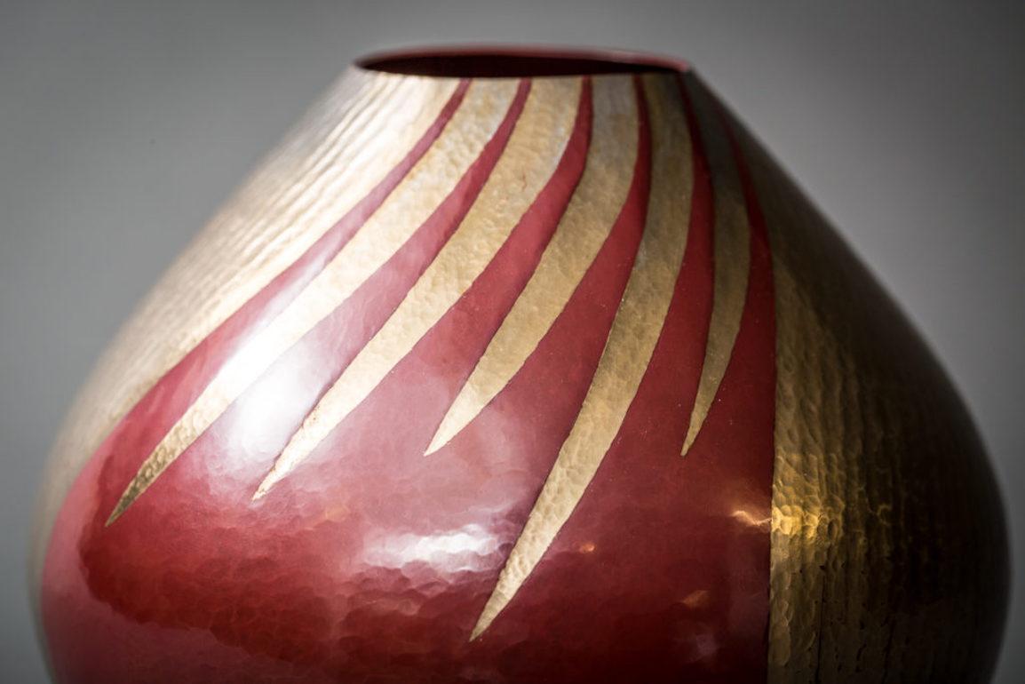 Japanese Modern Bronze Flower Vase In Good Condition In Hudson, NY