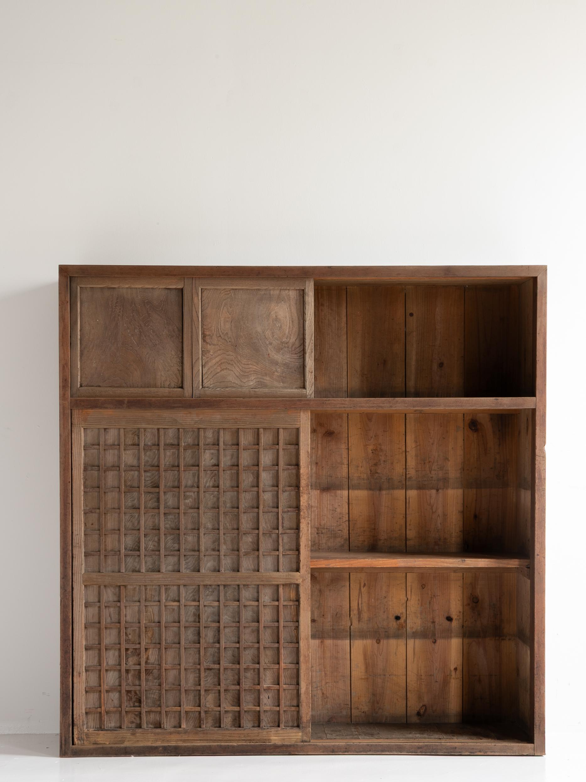 Wood Japanese Modern Cabinet 1860s-1920s / Tansu Wabi-Sabi For Sale