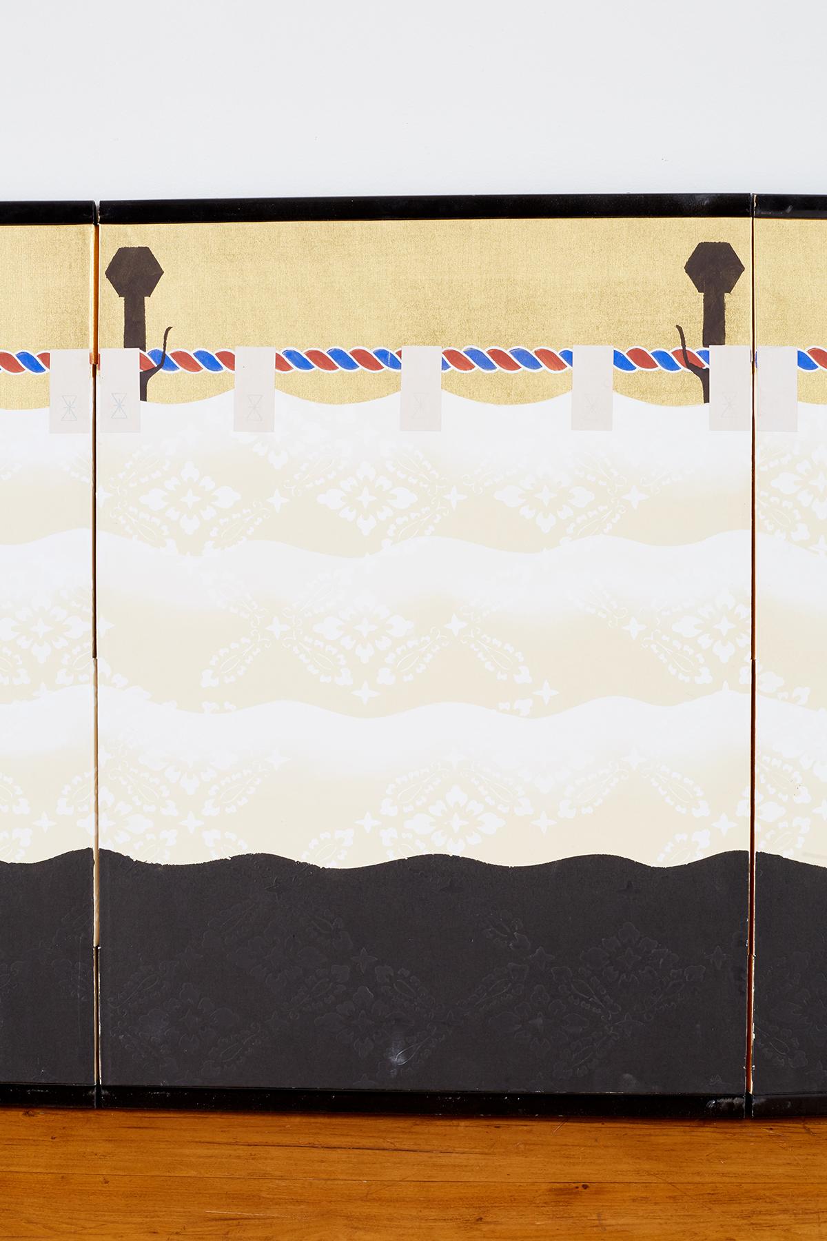 Japanese Modern Four-Panel Bakufu Curtain Screen In Good Condition In Rio Vista, CA