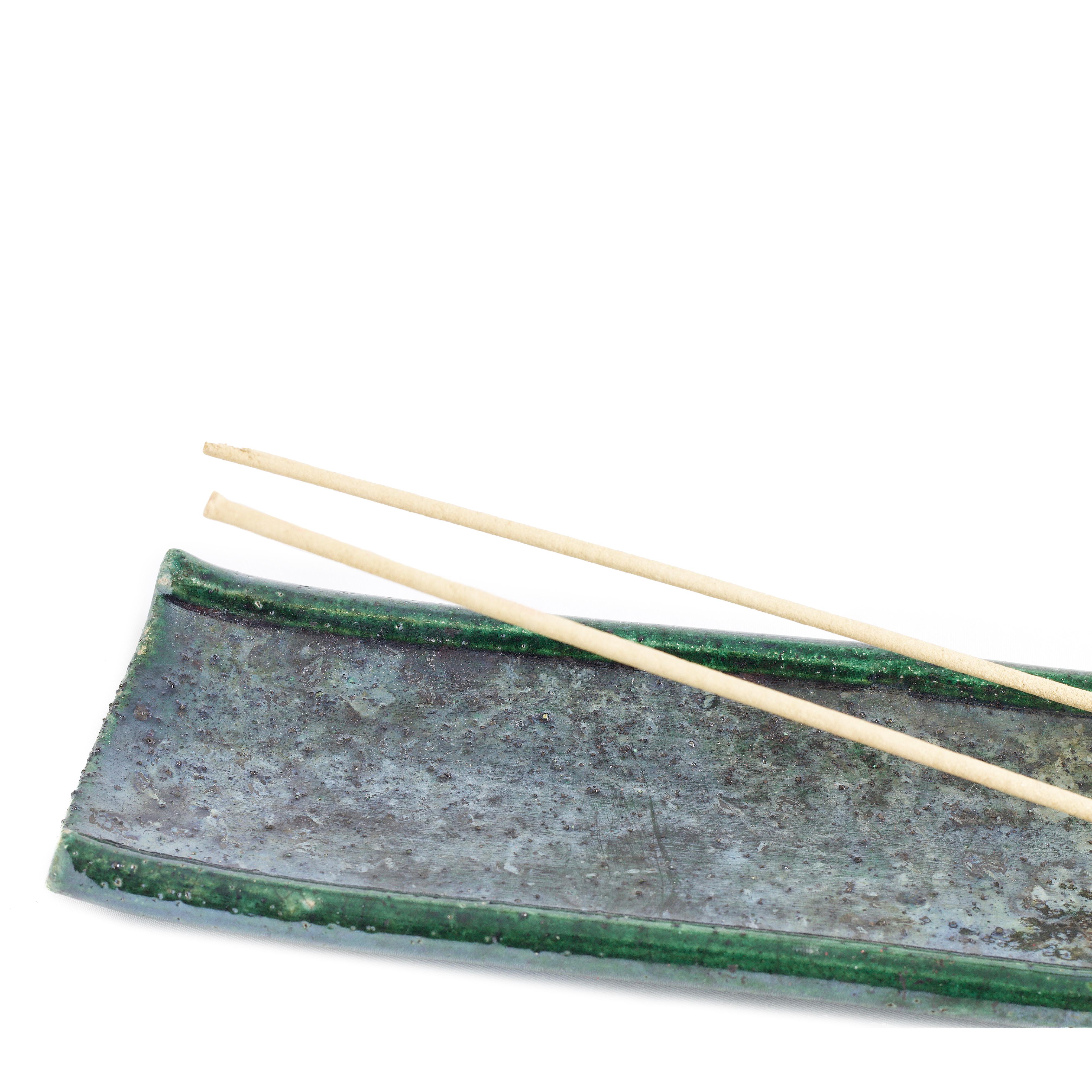 Japanese Modern Incenso Incense Holders Raku Ceramics Green Copper For Sale 5