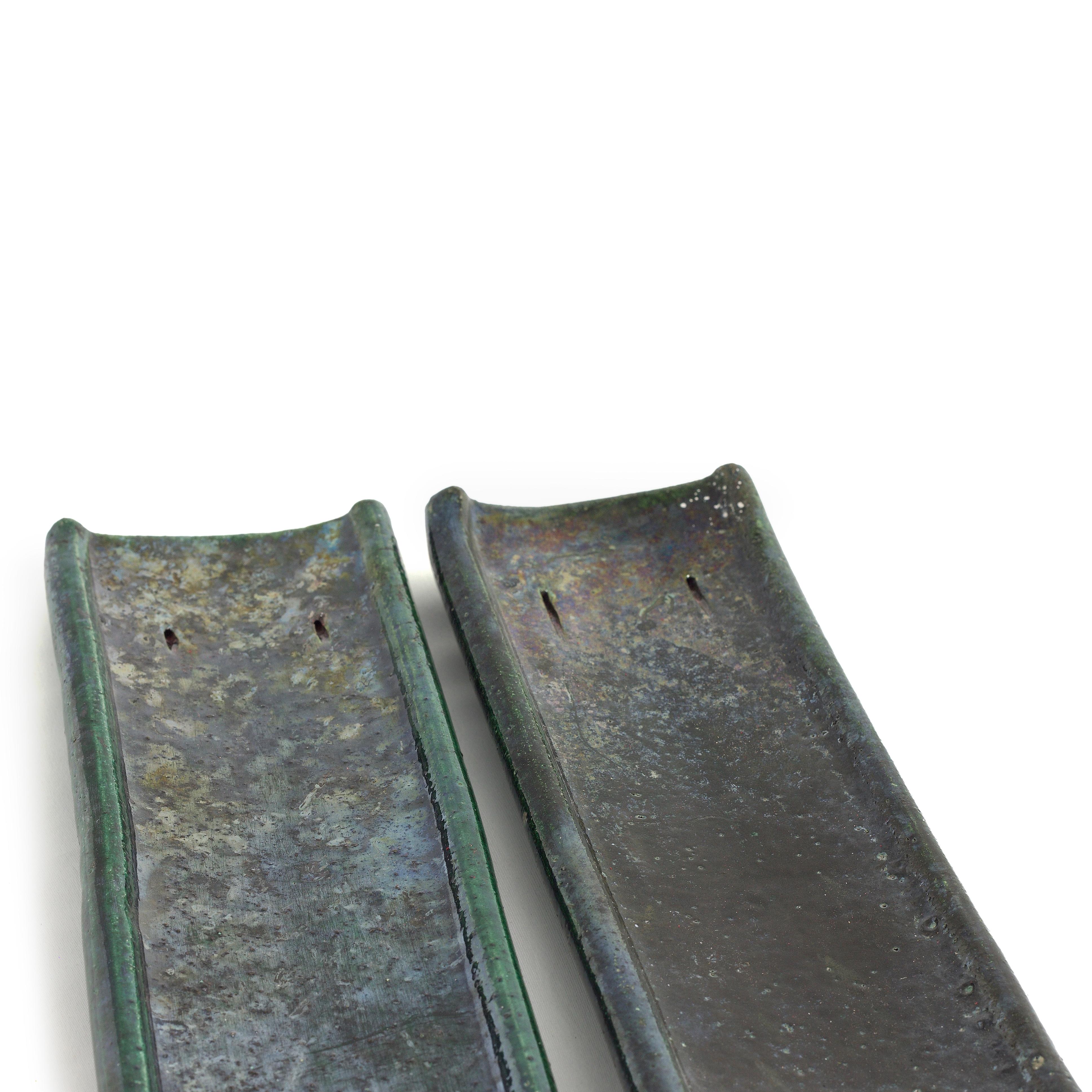 Japanese Modern Incenso Incense Holders Raku Ceramics Green Copper For Sale 10