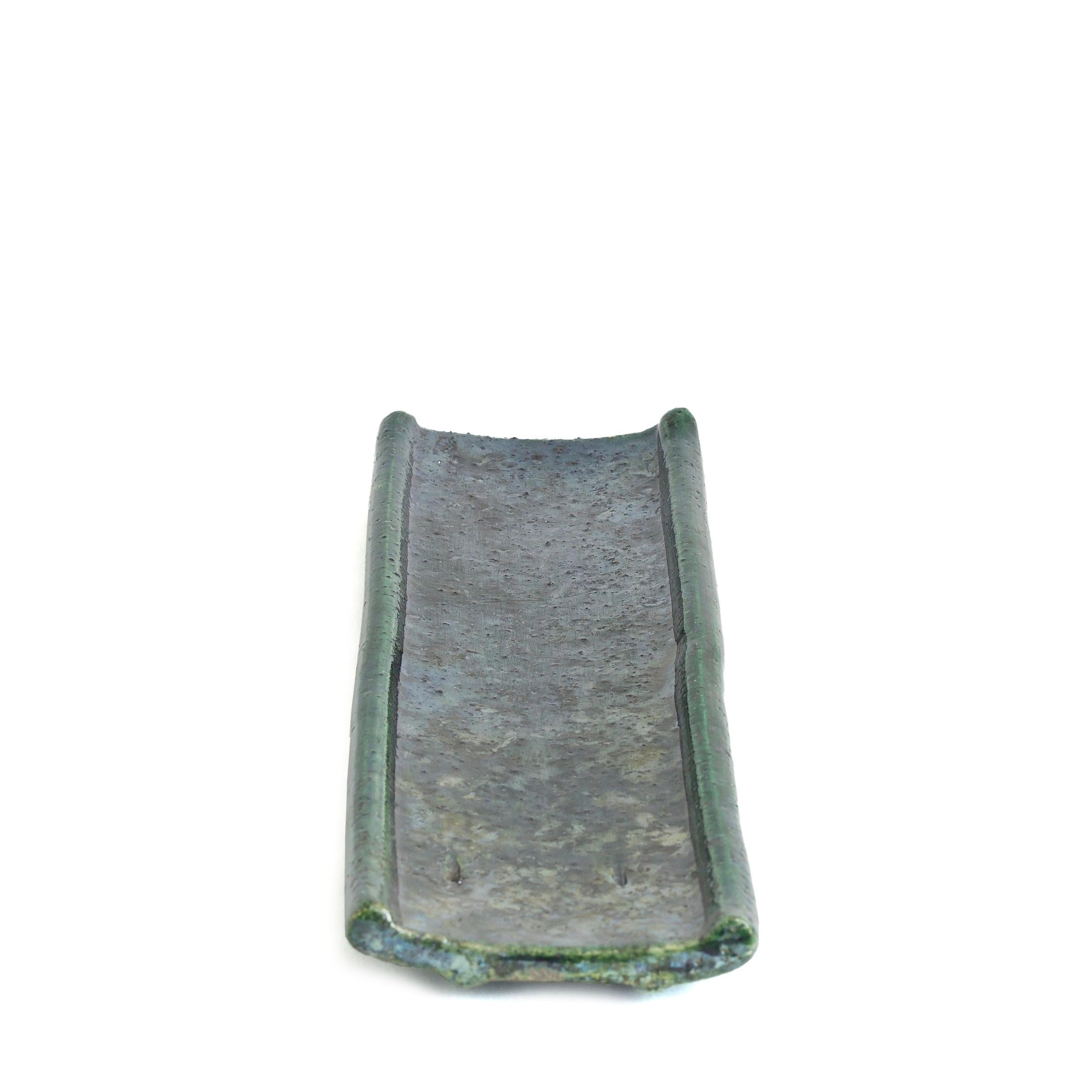 Hand-Crafted Japanese Modern Incenso Incense Holders Raku Ceramics Green Copper For Sale