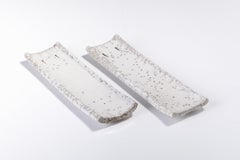 Japanese Modern LAAB 2 Incenso Incense Holders Raku Ceramics White Crackle