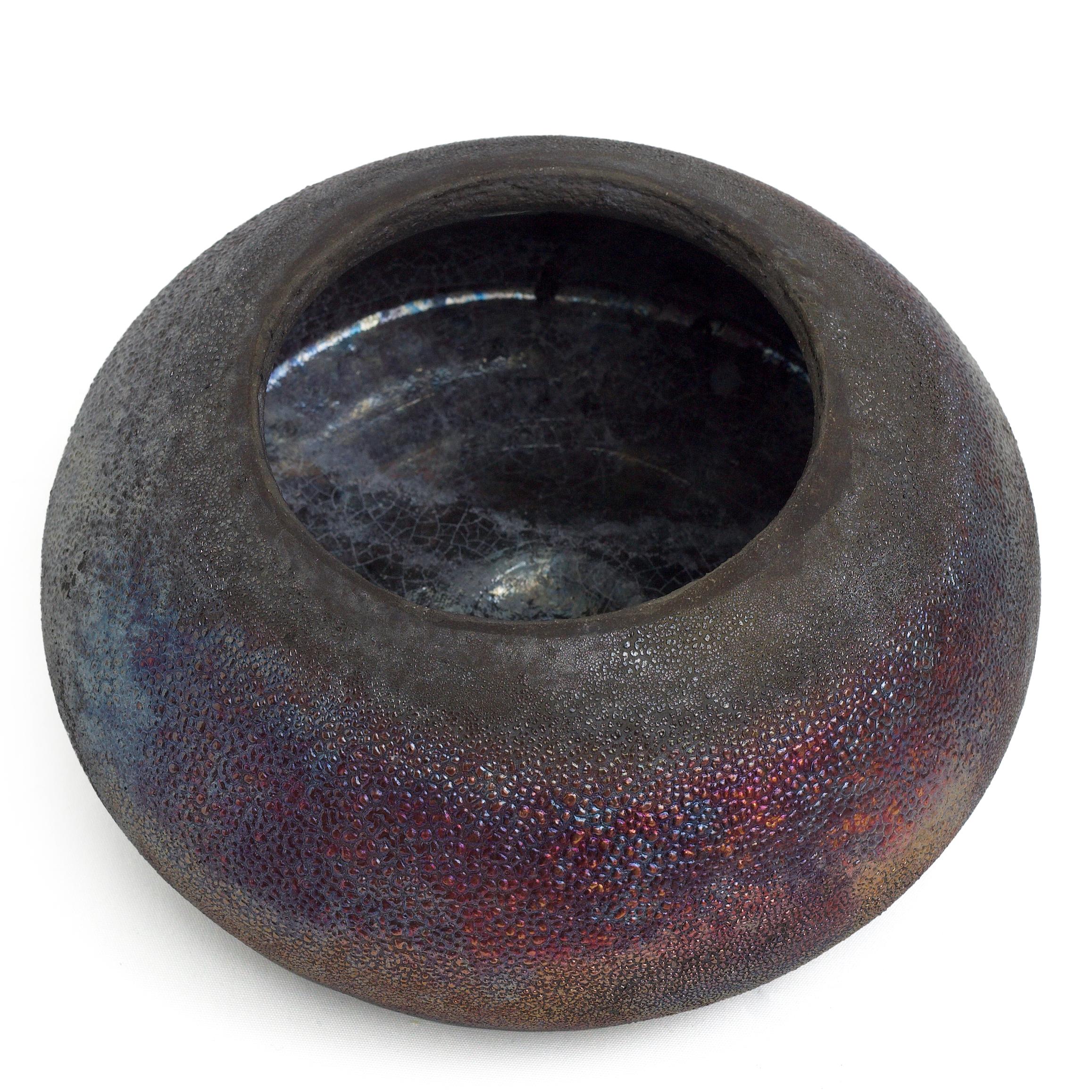 Japanese Modern LAAB Body Bowls Raku Ceramic Green Red Black Metal For Sale 5