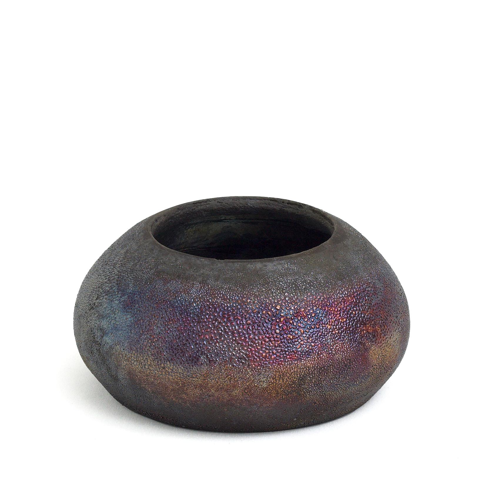 Japanese Modern LAAB Body Bowls Raku Ceramic Green Red Black Metal In New Condition For Sale In monza, Monza and Brianza