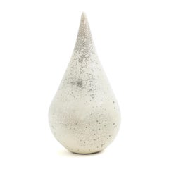 Japanese Modern LAAB Essenza O Sculpture Raku Ceramic White Crakle