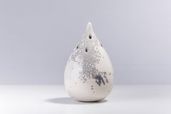 Japanese Modern LAAB Goccia Incense Holder L Raku Ceramics White Crackle