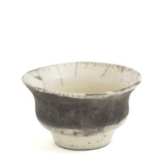 Japanese Modern LAAB Patto Vase Raku Ceramic Black White Crakle