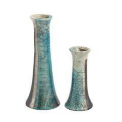 Portacandele moderno giapponese LAAB Stelo Wake Set di 2 portacandele in ceramica Raku Bianco Verde