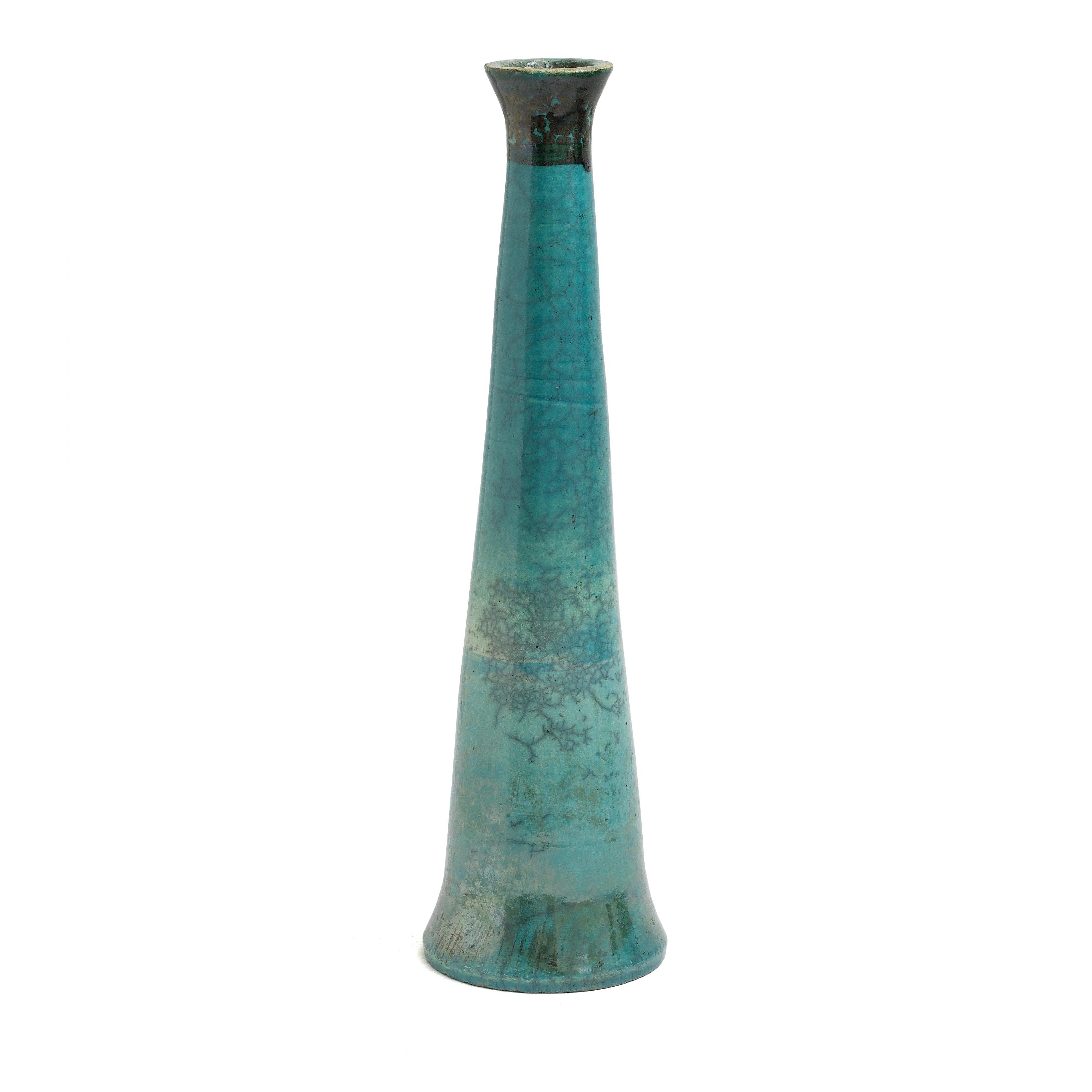 Fait main Lot de 2 bougeoirs LAAB Tamu en céramique Raku noir et vert, de style japonais moderne en vente