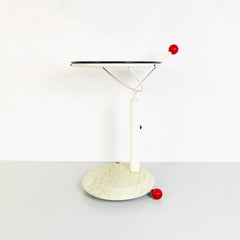 Japanese Modern Marble, Wood and Metal Cart with Wheels, 1980s