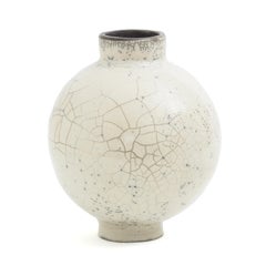 Jarrón Cúpula Japonés Moderno Minimalista LAAB Cerámica Raku Blanco Crakle