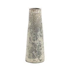 Japanese Modern Minimalist LAAB Hana Vertical 3 Vase Raku Ceramic White Crakle