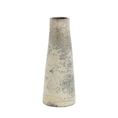 LAAB Hana - Vase vertical moderne et minimaliste japonais en céramique Raku blanc craquelé